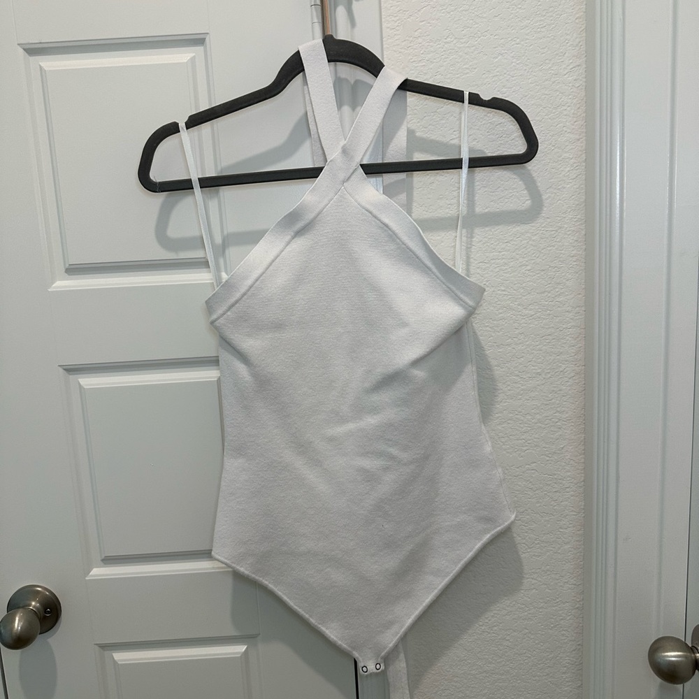 Crisscross halter top - sweater material bodysuit